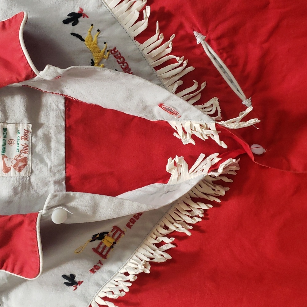 Vintage 1950s Roy Rogers Frontier Wear Western Red Fringe Boys Shirt, Size 8 - Picture 9 of 9
